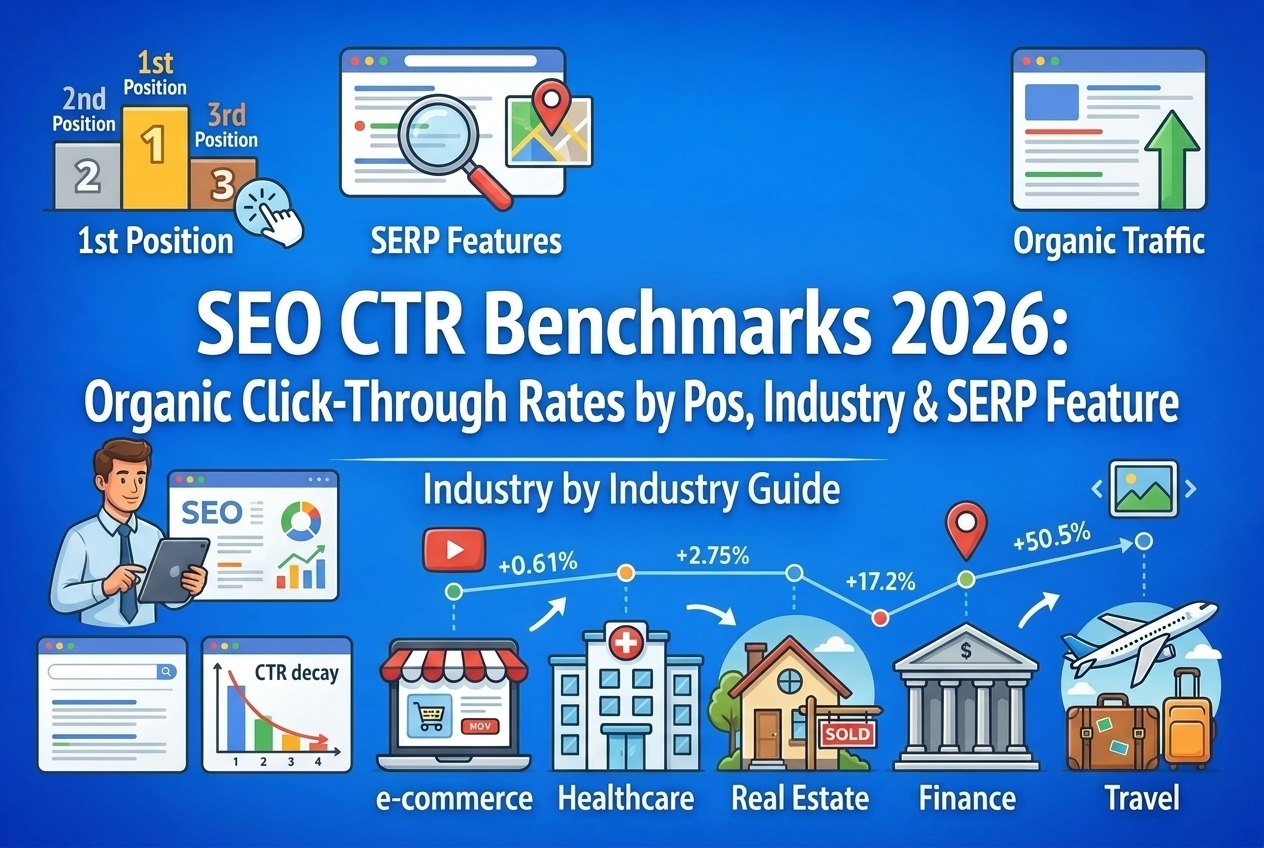 SEO CTR Benchmarks 2026: Organic Click-Through Rates by Position, Industry & SERP Feature